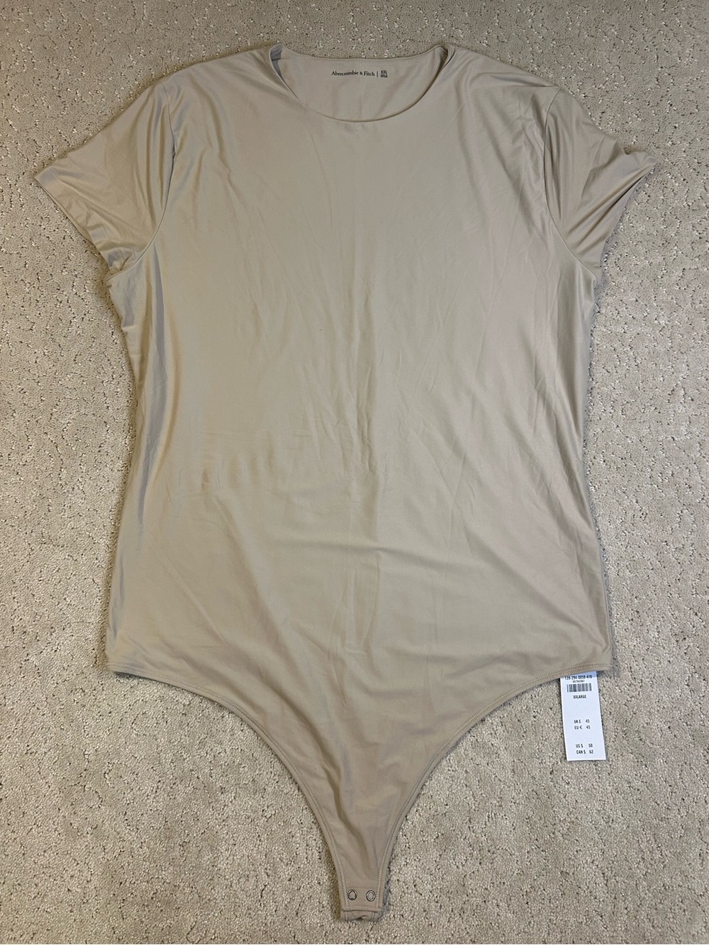 NWT Abercrombie & Fitch Tan Short Sleeve Bodysuit Size XXL